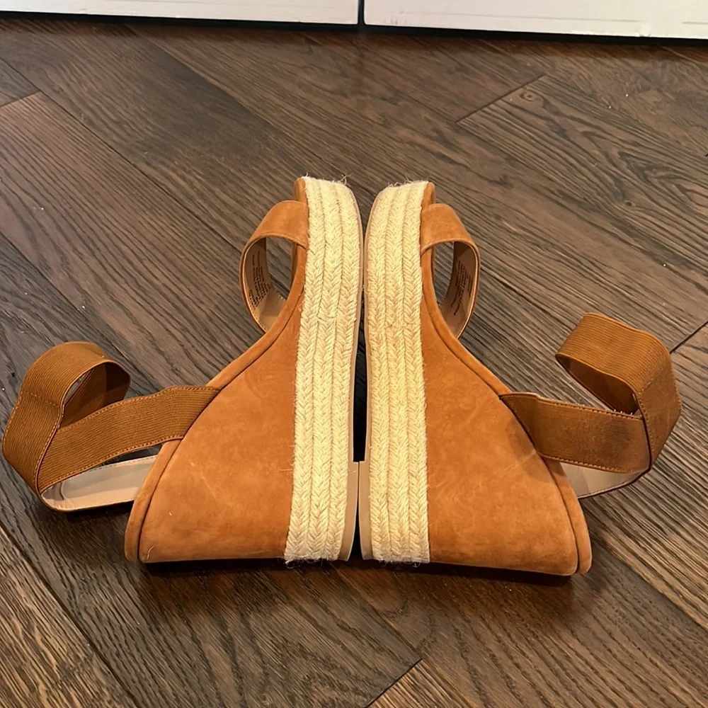 Steve Madden brown suede espadrille ankle strap platform wedge sandals Size 11